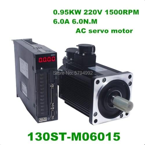 0.95KW AC Servo Driver 1500rpm 6N.M 950W 130ST-M06015 AC Servo Motor with 3 Meter Cables