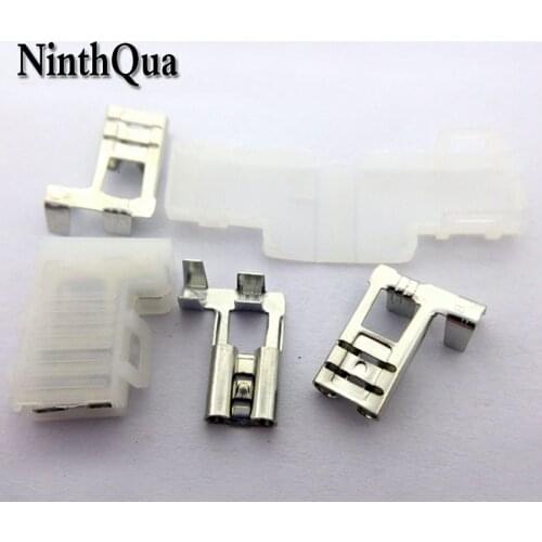 10sets 6.3mm Right Angle Flag Female Crimp Terminal with Case for 18AWG - 13AWG Wire for Car Auto