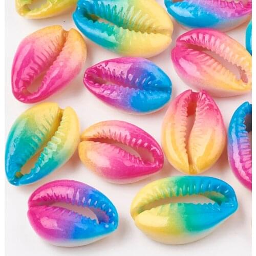 10pcs Printed Cowrie Shell Beads Undrilled Beads for DIY Jewelry Making 20~26x13~18x5~7mm