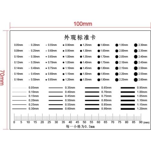 100x70mm Card Gauge Point Gauge Transparent Film Stain Comparison Card Stain Crack Contrast PET Ruler Scales Dot Line
