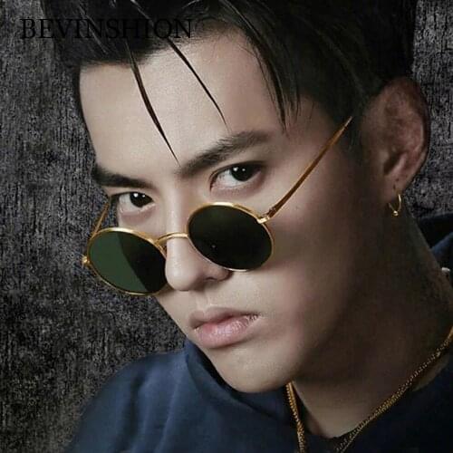 2018 New Round Sunglasses Men Cool Hip-Hop Style Korean Vintage Couple Women Sun Glasses Metal Frame Red Pink Yellow Lens Shades