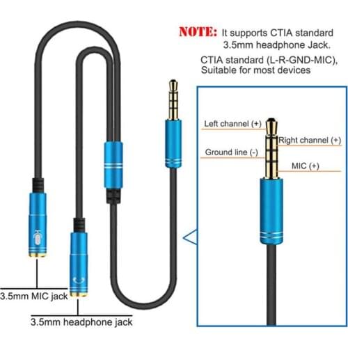 3.5mm Jack Microphone Headset Audio Splitter Cable Female to 2 Male Headphone Mic Aux Extension Cables For phone Computer Cabo