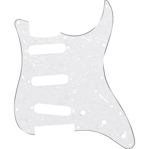 3Ply Strat Style Scratch Plate Pearl White Guitar Pickguard for fender Strat New E56D
