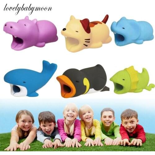 5pcs Cute Cable Bite Animals Protector For Winder Iphone Charging Cord Cable Buddies Cartoon Cable Biter Phone Holder Accessory