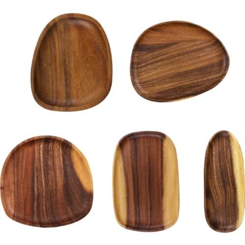 634E Creative Wood Irregular Oval Dinner Plate Lightweight Easy Cleaning Wood Pan