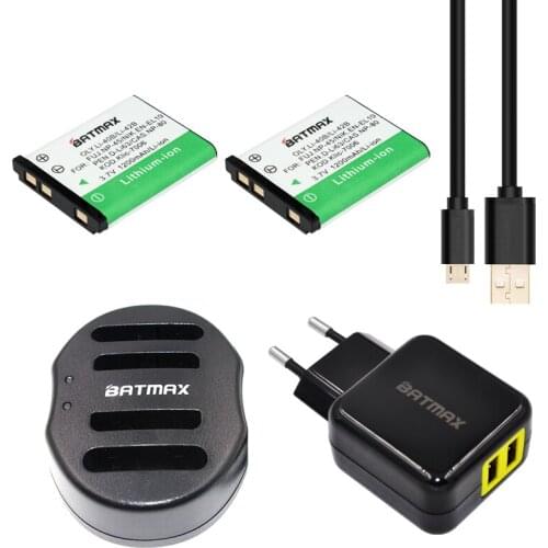 LI-40B LI-42B LI-40C 1200mAh Battery( 2 pack) and Charger + EU/US AC Adapter Charger for Olympus D-720 VR-330 X-Series cameras