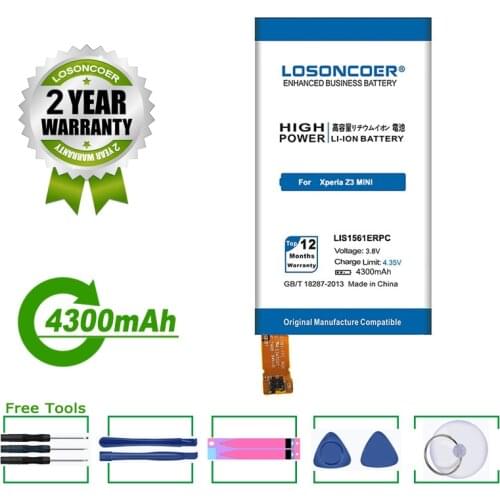 4300mAh LIS1561ERPC For SONY Xperia Z3 mini Compact Battery M55W D5833 SO-02G D5803 D5833 C4 E5303 E5333 E5363 Battery