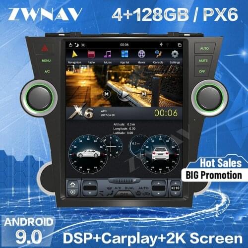 128G Tesla Screen For 2007-2013 Toyota highlander Android 9 Car multimedia Player GPS Audio Radio Recorder Head Unit Auto Stereo