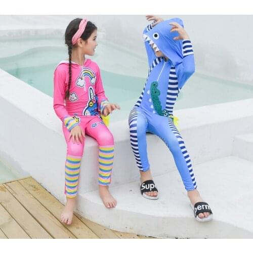 Kids Swimwear Rashguard One Piece Swimsuit Closed Swimming Suit For Girls Long Sleeve Rash Guards Bikini Child Children Badpak