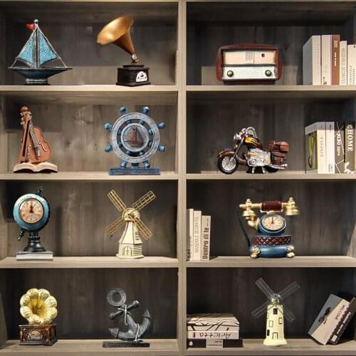 European retro ornaments phonograph creative home living room office furnishings Nordic bookcase wine cabinet decorations
