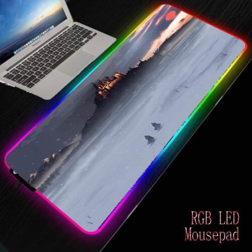 Mairuige Fantasy Castle Gaming Computer Mousepad RGB Large Mouse Pad Gamer XXL XL Mouse Carpet PC Desk Play Mat with LED Backlit