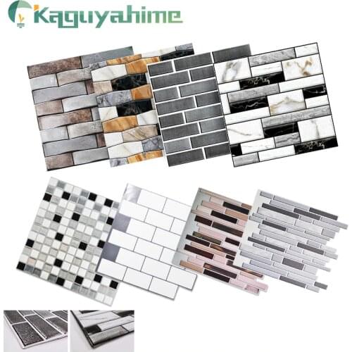 Kaguyahime 3D Self Adhesive Mosaic Tiles Waterproof Wall Stickers DIY Crystal Wallpaper Brick Decor Sticker For Living Room