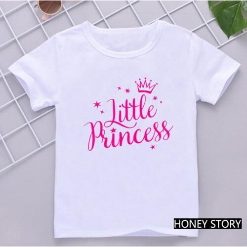 Summer Children Clothing Crown Princess T Shirt Kids Girls Clothes White Short Sleeve T-shirt Baby Tops 1-12 Years Old Girls Tee