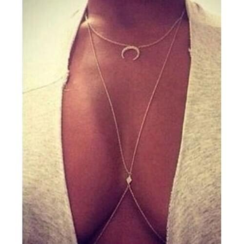 Hot Hot Womens Moon Belly Waist Cross Body Harness Chain Necklace Bikini Body Jewelry 6KGG 7EGQ BDTI
