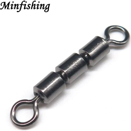 Minfishing 25 pcs 3 Joint Rolling Swivel Ball Bearing Fishing Swivel Stainless Steel Fishing Hook Connector Fishing Accessories