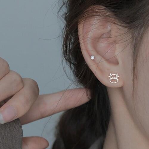 Fashion Hollow Cow Earrings Year Of The Ox Zodiac Stud Earrings Small Cute Sweet Student Female Earrings