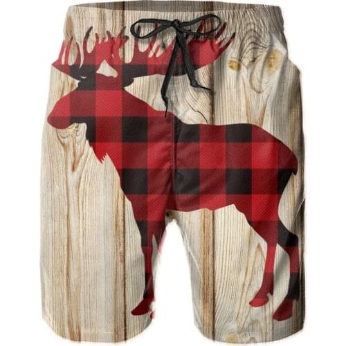 Mens Swimming Shorts Swimwear Buffalo Elk On Wood Men Trunks Swimsuit Man Beach Wear Short Pants Bermuda Boardshorts