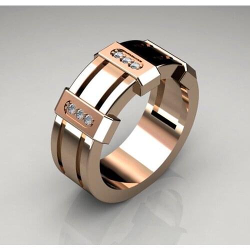 Male Female Crystal White Zircon Stone Ring Luxury Rose Gold Party Ring Fashion Promise Engagement Rings For Men And Women