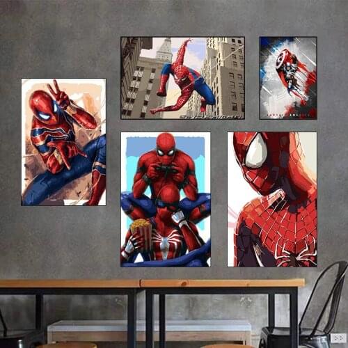 Marvel Animation Diamond Painting Marvel Spiderman Cartoon Diamond Mosaic Full Diamond Embroidery Cross Stitch Kits Home Decor