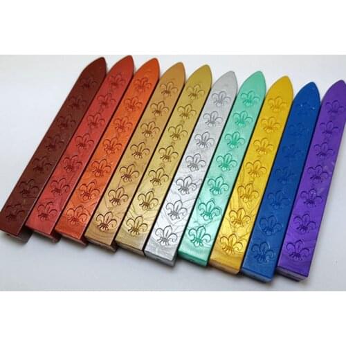 WYSE 12/18/24pcs Lris Sealing Wax set Fleur-De-Lis Wax Sticks for Wedding Vintage stamps wax Art craft Decor