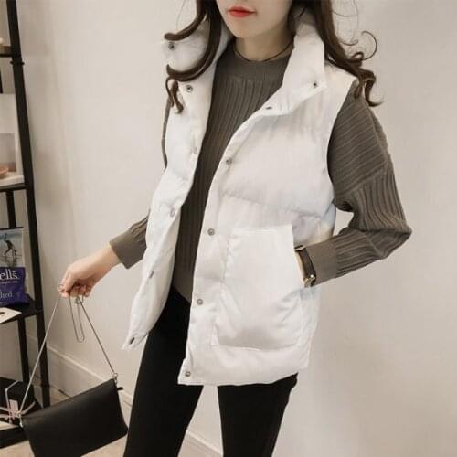 New Fall / Winter Vest Korean Fashion for Student Solid Warm Sleeveless Cotton Jacket Vest Women Jacket Waistcoat Tops Plus Size