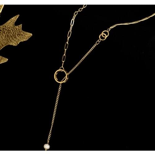 Colorfast stainless steel slip adjustable necklace fashion exquisite hollow out Round Pendant luxury gift ladies jewelry