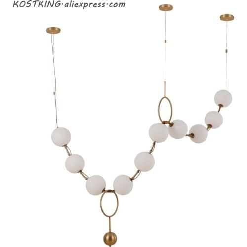 Postmodern Loft Glass Ball Pendant Lamp Creative Necklace Design Restaurant Hall Led Lights Decro Suspension Light Fixtures