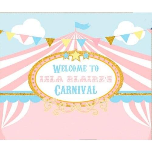 Custom carousel carnival circus tent flag backgrounds High quality Computer print party backdrop