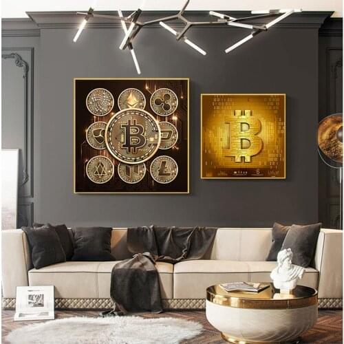Nordic Bitcoin Poster and Prints Large Size Luxury Wall Art Canvas Paintings Decoration Picture For Living Room Home Cuadros
