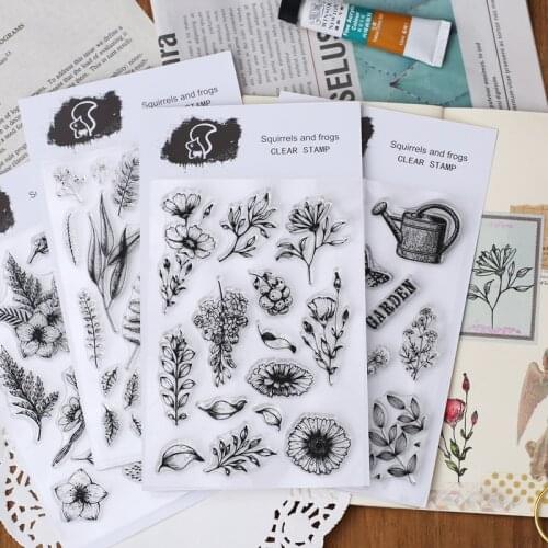 XINAHER vintage flowers plant leaves transparent silicone clear stamp for scrapbooking album DIY craft decoration rubber stamp