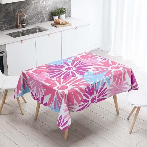 Rectangular Tablecloths Booming Flowers Pattern 3D Printing Decoration On The Tables For Lunch