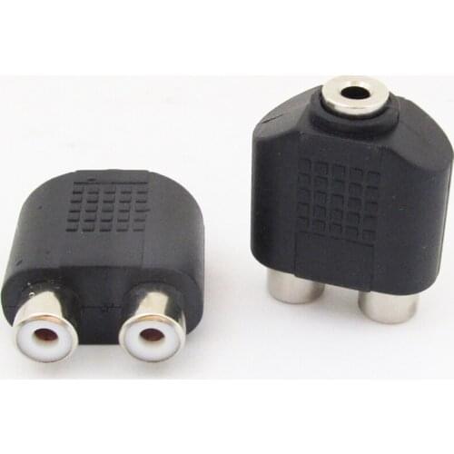 1pc 3.5mm Stereo Female to 2 RCA Jack Female Twin Phono Y Splitter Audio Adapter