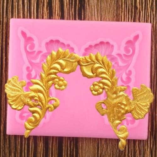 Relief Cake Border Silicone Molds Flower Leaves Fondant Mold Cake Decorating Tools Cupcake Candy Chocolate Gumpaste Moulds