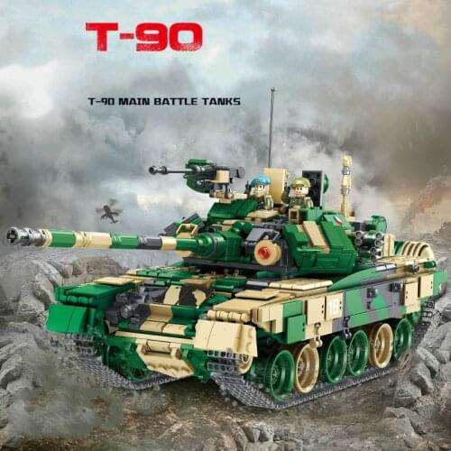 World War II Hot Model T90 Main Battle Tank Military Series Assembled Small Particle Building Block Childrens Toys Compatible
