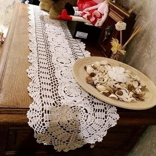 Cotton Crocheted Tablecloth Handmade Table Runner For Home Coffee Shop Table Decoration 1PCS/lot