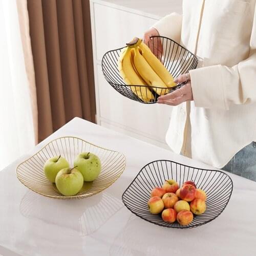 Modern Fruit Plates Multi-shape Iron Creative Mesh Vegetable Basket For Kitchen Drain Bowl Holder Living Room Candy Snack Plate