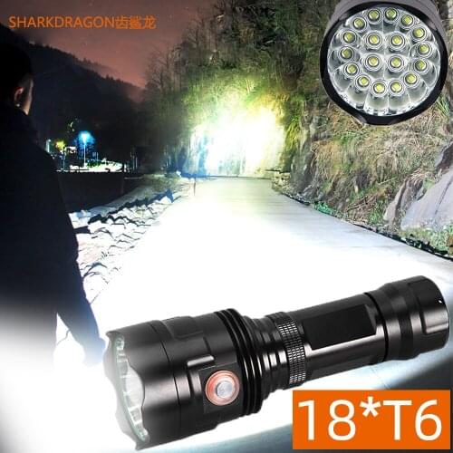 8000LM Superbright LED flashlight 18*T6 wick USB rechargeable Waterproof camping 6 mode flashlight use 26650 battery