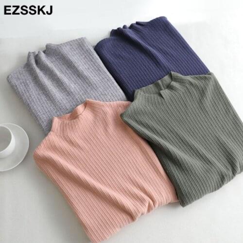 Spring autumn button loose Autumn winter basic warm Sweter Pullovers Women female high-neck sweater thin Jumpers
