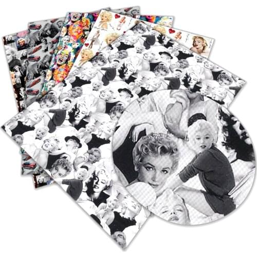 Faux Leather Fabrics Female Star Marilyn Monroe Pattern for Bow Synthetic Leather DIY Decoration Crafts A4 22*30CM