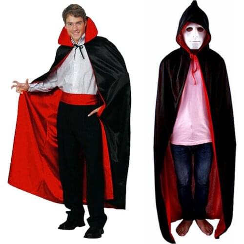 Halloween Decoration Costume Cloak Wizard Witch Cosplay Anime Clothes Hooded Fancy Cape Vampire Masquerade Double Wear