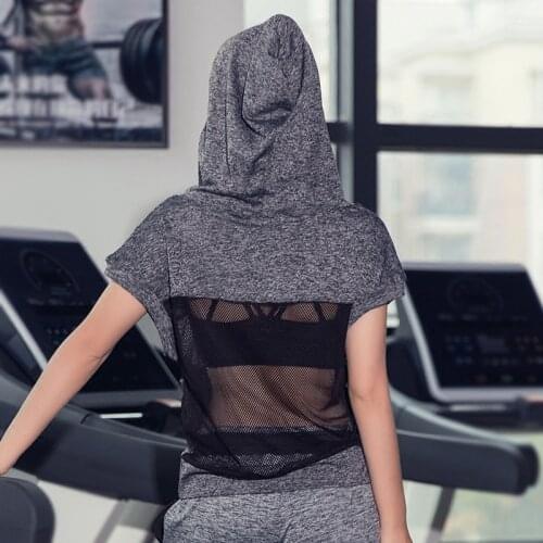 Women Yoga Shirt T Shirt Fitness Sport Suit Yoga Top Running Shirt Gym Sports Clothing Hooded Sport Shirts Breathable Sportswear