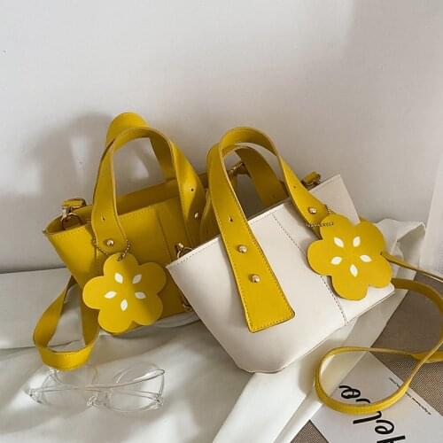 Women Summer PU Handbag Cute Flower Patchwork Girl Vip Luxury Bucket Bag Sac Femme 2021 XX6925