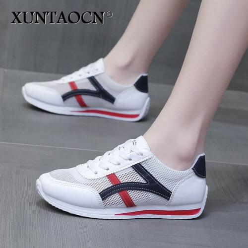 Womens White Flat Vulcanized Shoes Ladies Breathable Mesh Sneakers Cross Strap Tennis Sports Shoes Student Walking Trainers