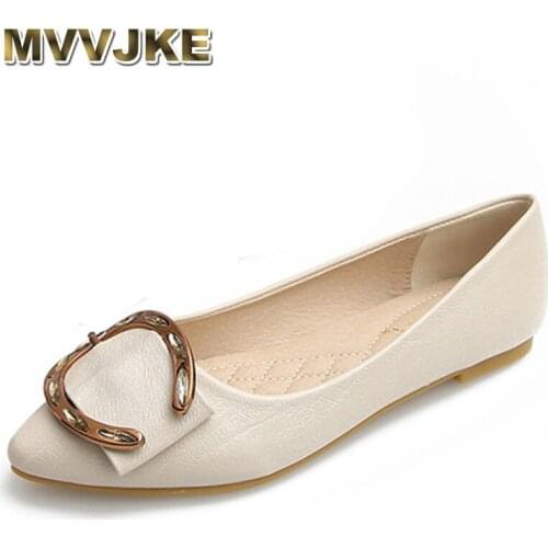 MVVJKE2020 Spring Summer Womens Flats Slip-on Woman Boat Shoes Casual Office Ladies Work Shoes Fashion Brand Plus Size 31-43