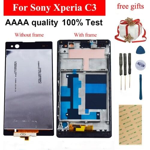 For Sony Xperia C3 LCD Display Touch Screen Digitizer Assembly Frame For Sony Xperia C3 Display Screen D2533 D2502 S55T S55U LCD