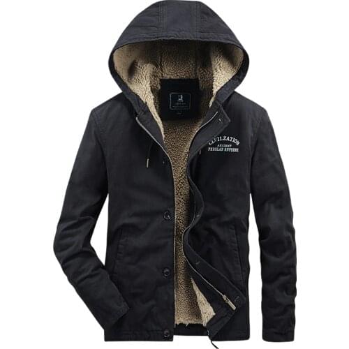 Winter Padded Jacket Men 2021 New Plus Velvet Thick Jacket Imitation Lamb Velvet Casual Loose Cotton Hoodies Men Winter Coat