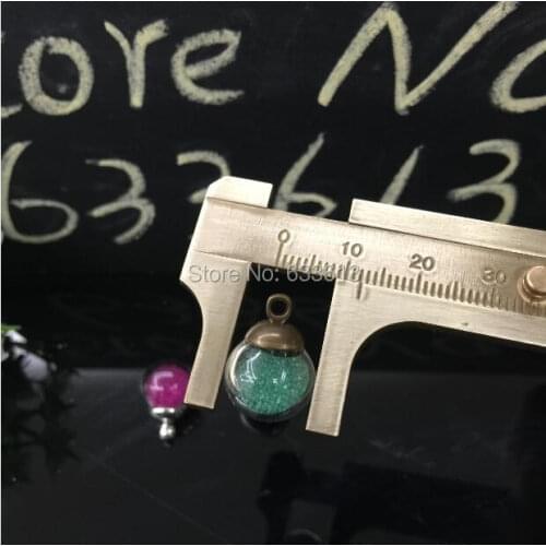 2016 New arrival 100sets per lot 12mm glass globe with 3mm hole and 8mm cap mixed color jewelry findings set Glass bottle vial