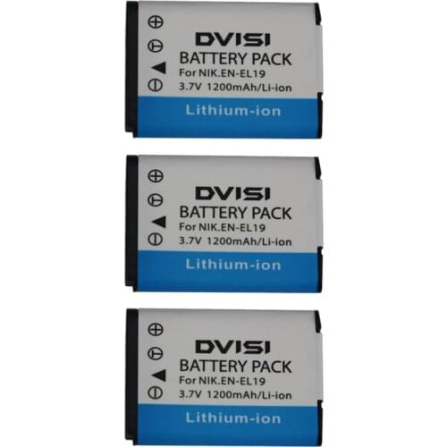 3pcs/lot 1.2Ah EN-EL19 EN EL19 ENEL19 rechargeable li-ion Camera Battery for Nikon Coolpix S100 S2500 S3100 S4100 Camera z1