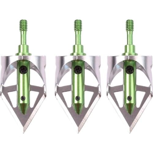 3Pcs Green/Black/Silver Color Archery Hunting Bow Arrow Steel Broadheads Arrowhead 100 grain Blades Arrowheads Free Shipping