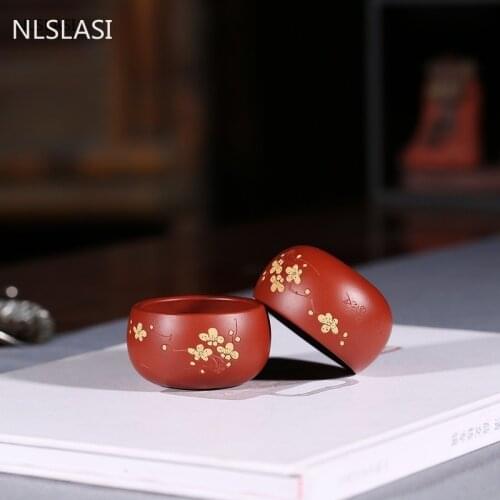 4 pcs/set Yixing Boutique purple clay teacup Oolong tea Handmade small tea bowl Master Tea cup Customized Tea set accessories